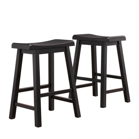 Home 24 In. Saddle Back Stool - Black Sand- Set Of 2