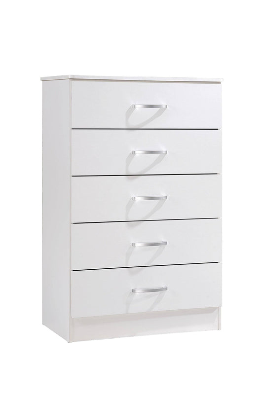 Hi5dr White 5 Drawer Chest
