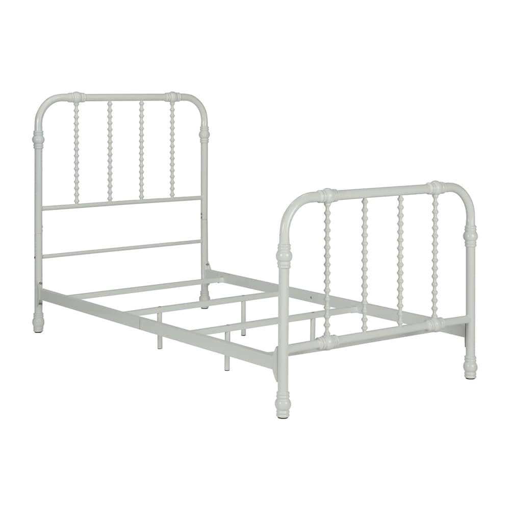 Home Jenny Lind Scroll Metal Bed, White, Twin