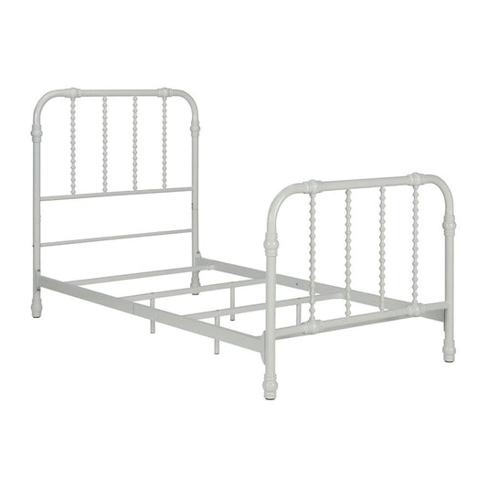 Home Jenny Lind Scroll Metal Bed, White, Twin