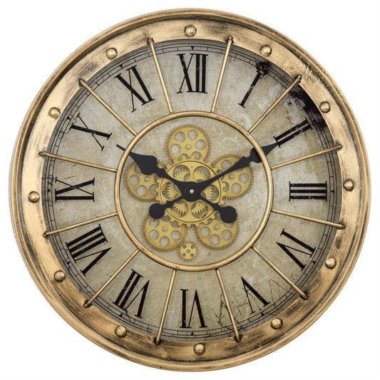 Home Decor Gilded Round Gear Clock