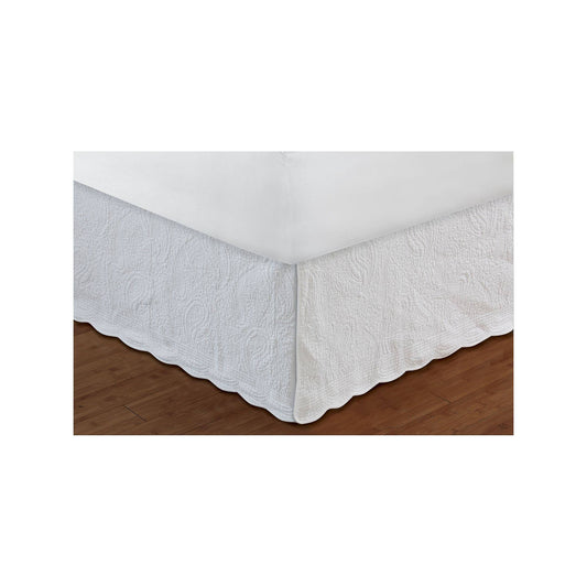 Home Fashion Paisley Quilted Ivory Bed Skirt Drop 18 Inch, Size: King
