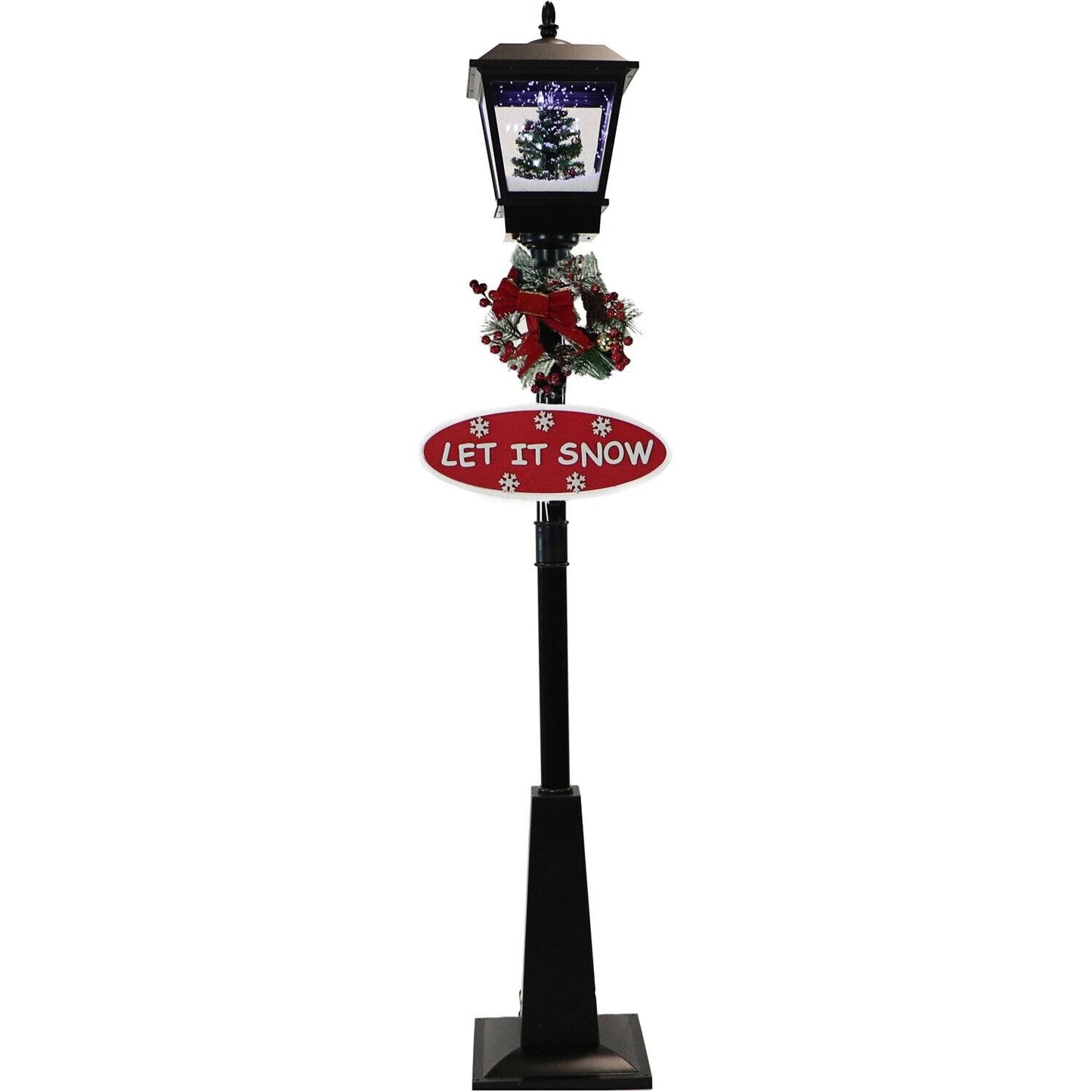Hill Farm Musical Street Lamp With Christmas Tree Scene - Black 71 In