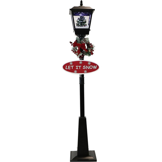 Hill Farm Musical Street Lamp With Christmas Tree Scene - Black 71 In