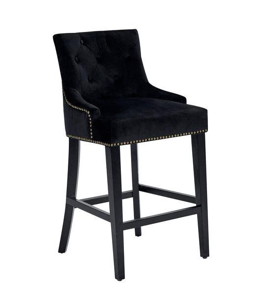 Home Lyric Tufted Velvet Counter Stool Chair Black
