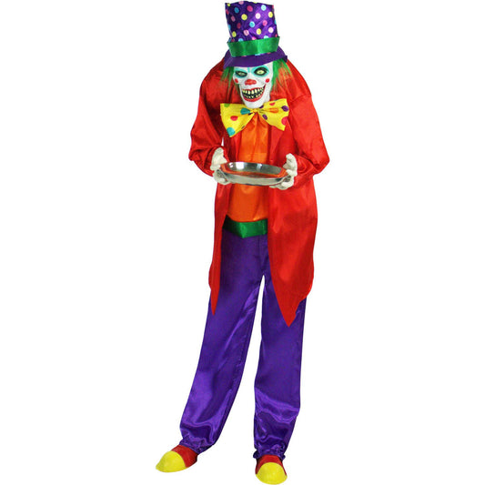 Hill Farm Animatronic Clown Indoor Outdoor Halloween Decoration Flashing Red Eyes