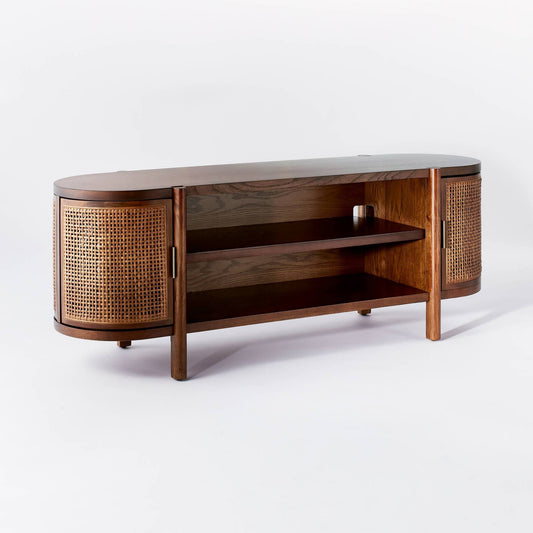 Hills Caned Door Tv Stand For Tv&S Up To 60 Walnut