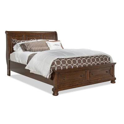 Home Estefania Storage Sleigh Bed, Size: Queen, Cherry Brown
