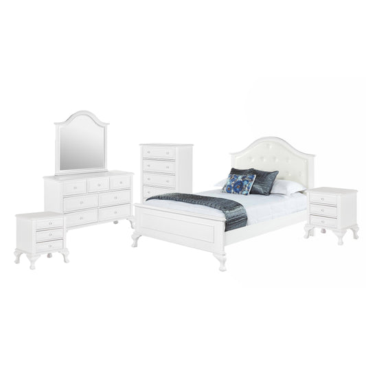 House Furnishings Jenna Full Panel 6pc Bedroom Set - White
