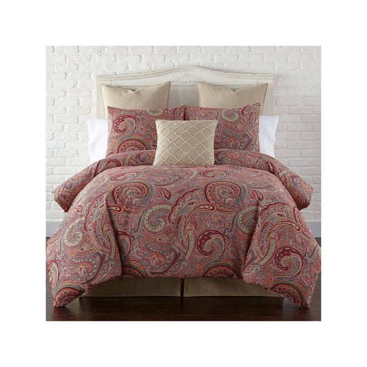 Home Spruce King Duvet Cover Set, Red, Paisley