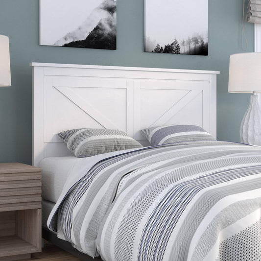 Home Wood Panel Headboard | Full | Farmhouse Style | White