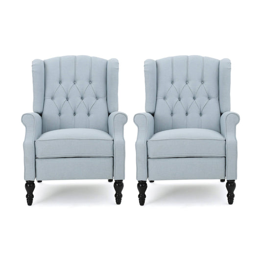 House Bishop Fabric Recliner, Set Of 2, Light Sky