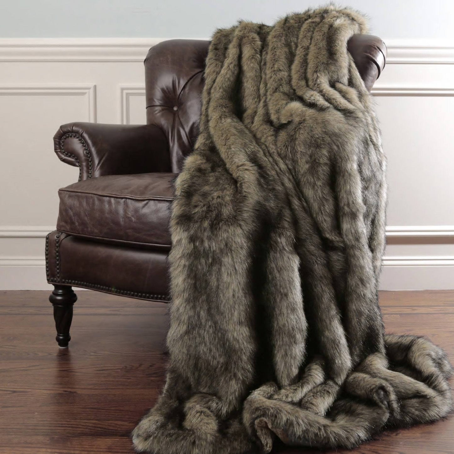 Home Faux Fur Throw Blanket By - 58"W X 36"L - Silver Fox