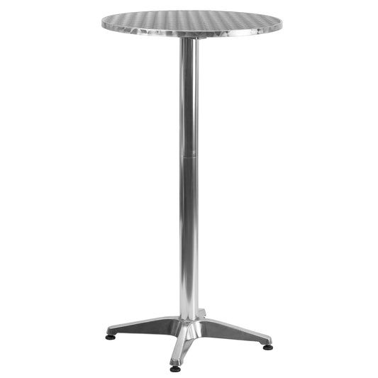 Home 25.5-Inch Round Aluminum Indoor/ Outdoor Folding Bar Height Table With Base