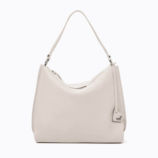 Hudson Pebbled Leather Hobo In Dove