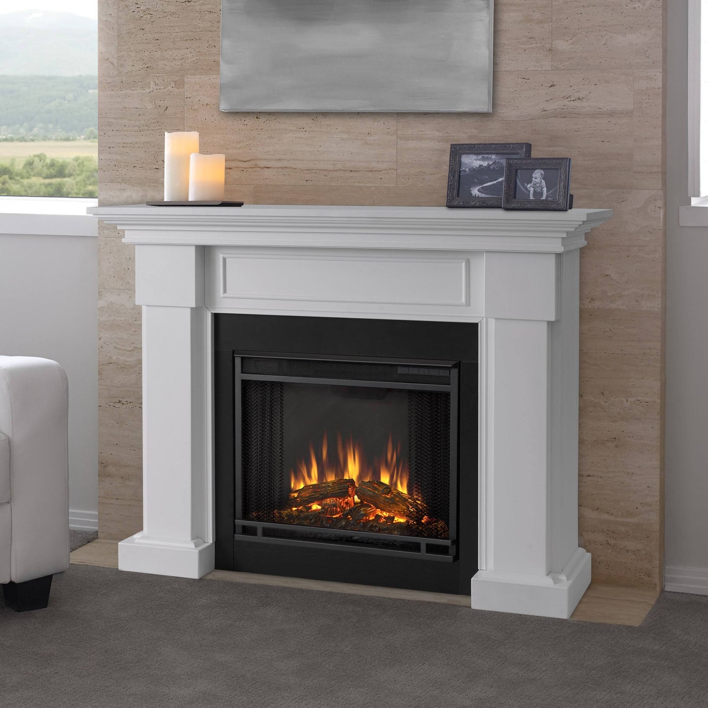 Hillcrest Electric Fireplace - White