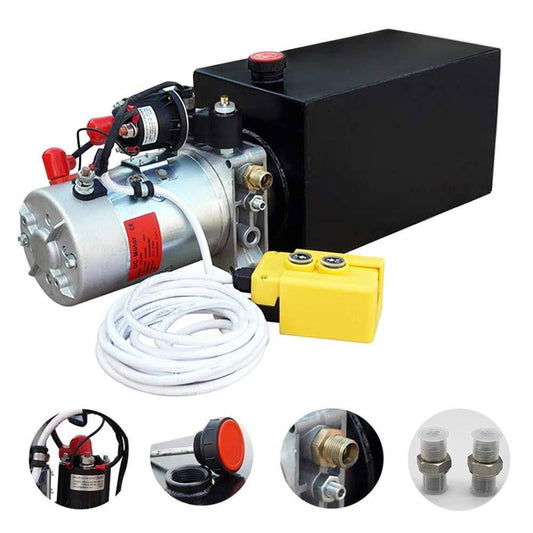 Hydraulic Pump Unit Metal Reservoir For Dump Trailer (Double Acting 10 Quart)