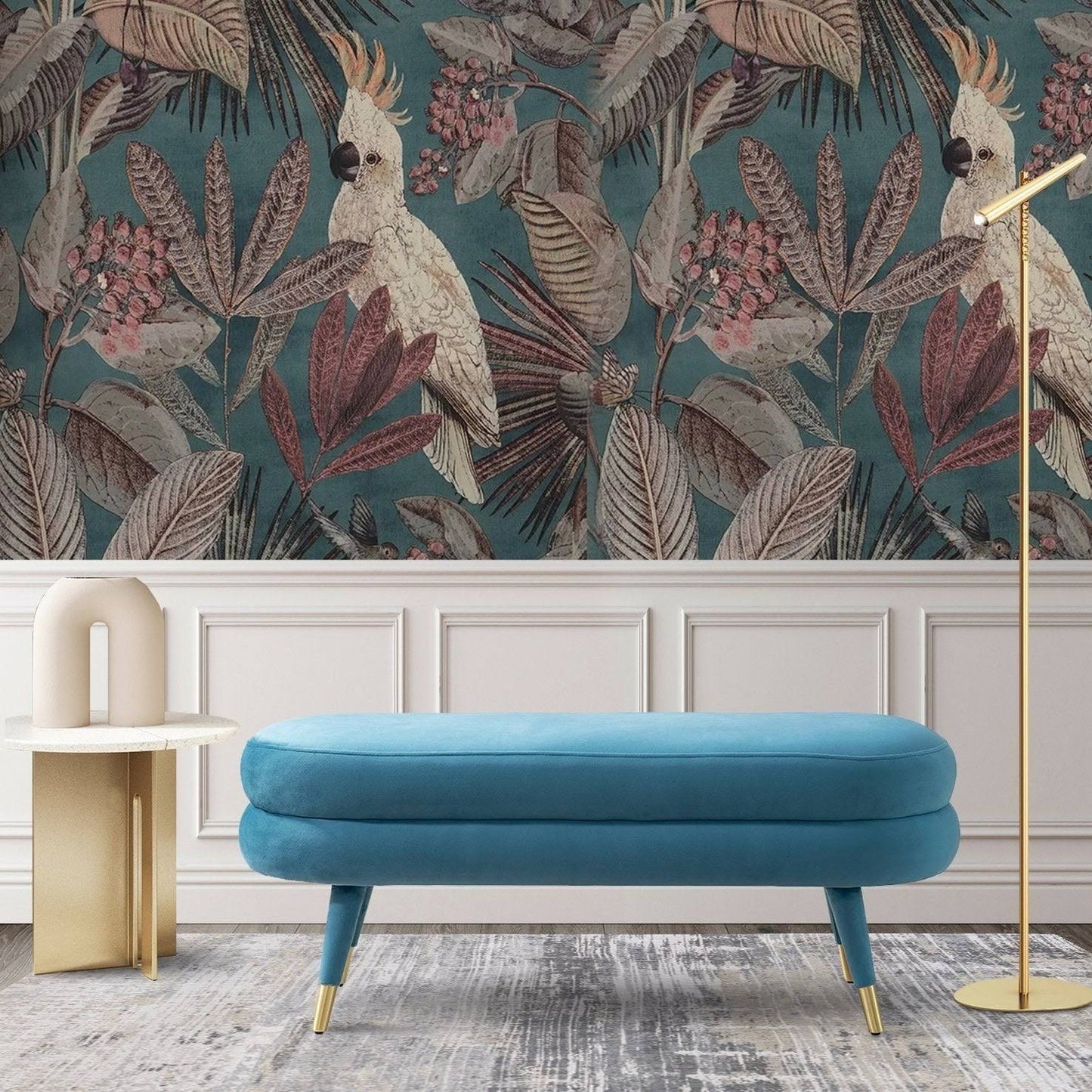 Home Lain Bench In Blue | Velvet