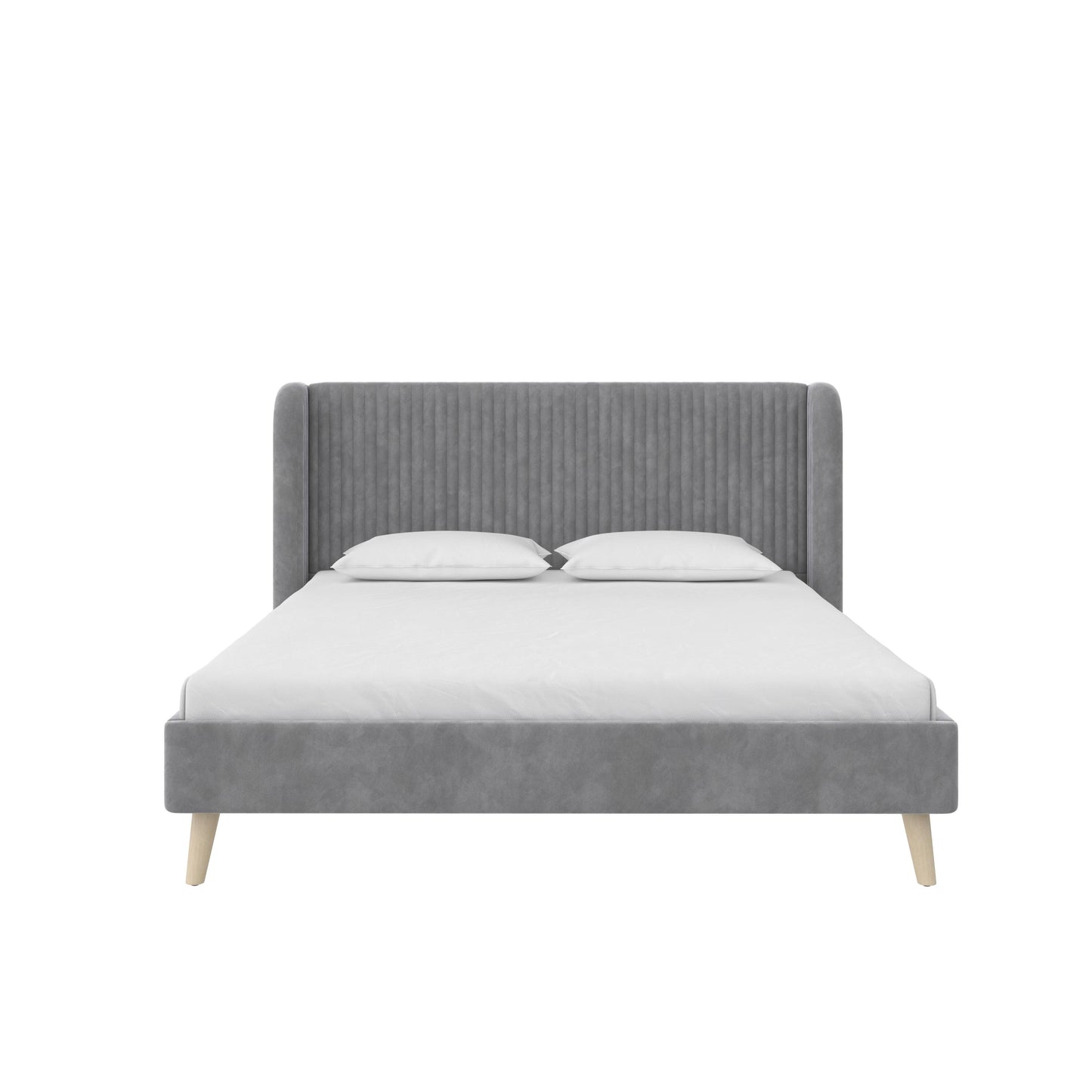 Holly Upholstered Wingback Bed Frame King Ivory Velvet