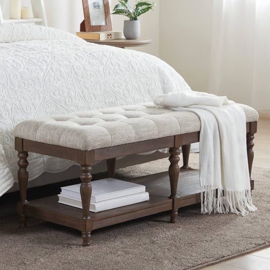 Highland Tufted Accent Bench - Ivory