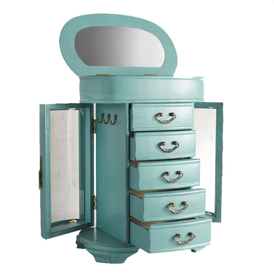 Honey Daphne Oval Glass Turquoise Jewelry Chest Jewelry Organizer Box