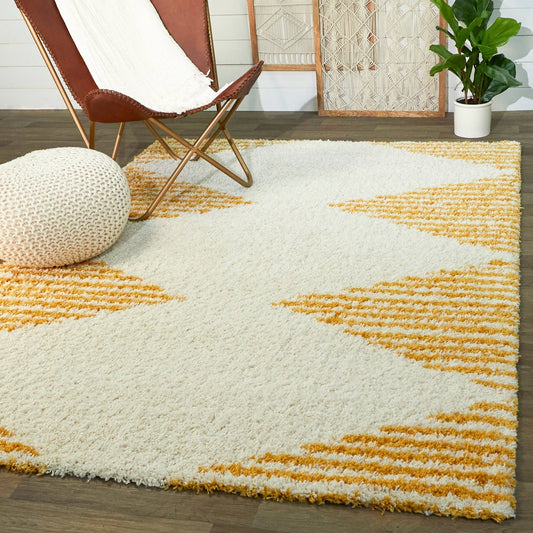 Hughes Striped Shag Area Rug - 5'3" X 7' - Teal