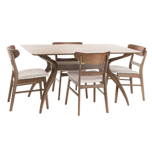 House Idalia 5-Piece Mint And Natural Walnut Dining Set, Green