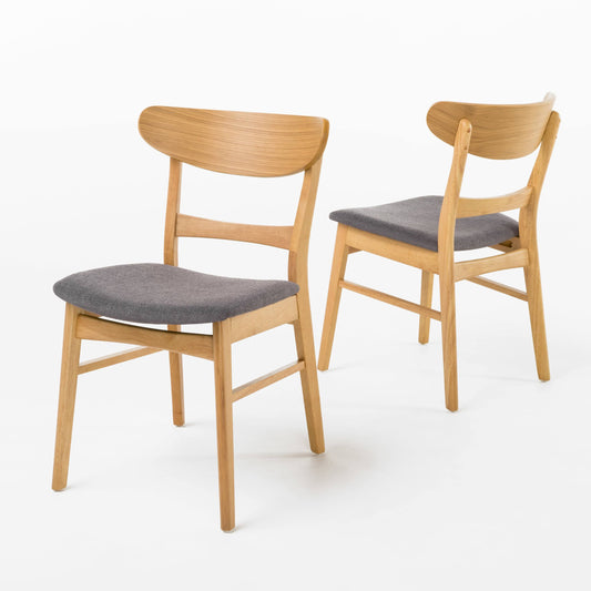 Idalia Dining Chairs 2-Pcs Set Light Beige / Oak Finish