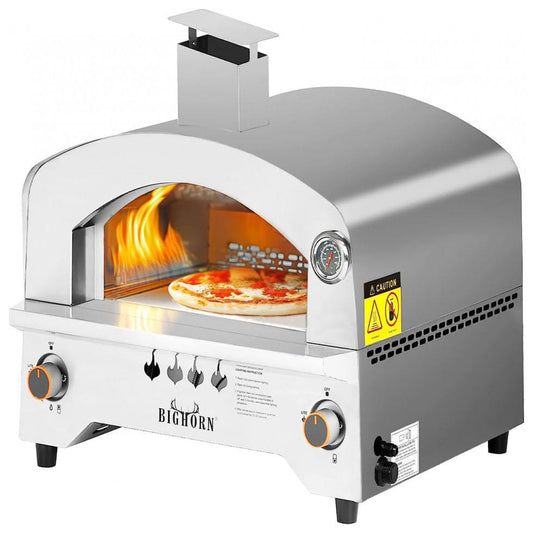 Horn Outdoors Gas Pizza Oven Portable Propane Pizza Oven With 13 Inch Pizza Stone Stainless Steel Pizza Maker For Outdoor Cooking