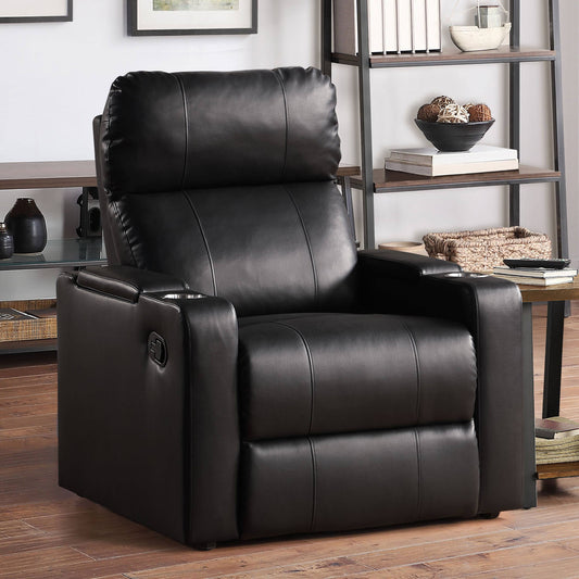 Home Theater Recliner With Usb Charging Ports Faux Leather