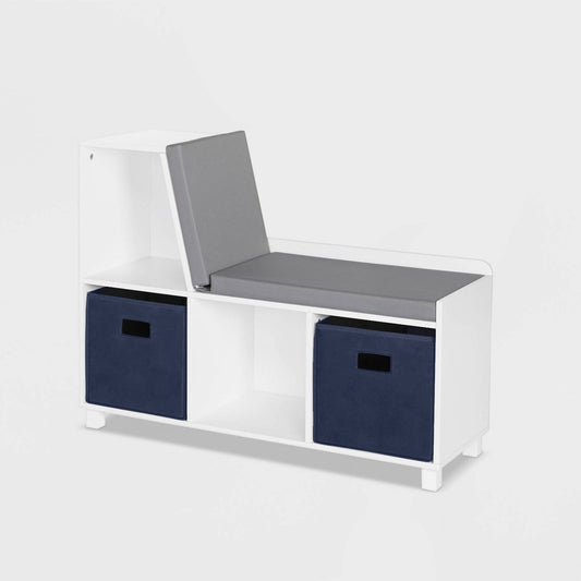 Home Book Nook Collection Kids Storage Bench With Cubbies - Navy