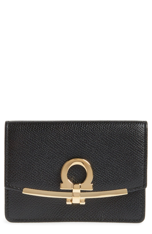 Icona Leather Card Case - Black