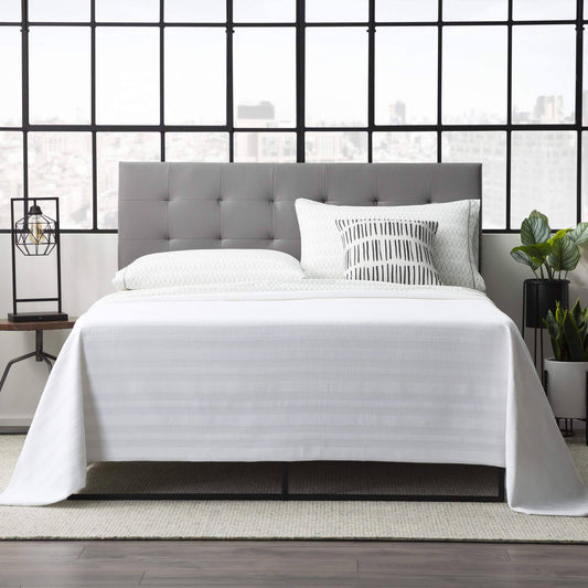 Home Hawthorne Faux Leather Headboard Platform, Full/Full Xl, Grey, Gray