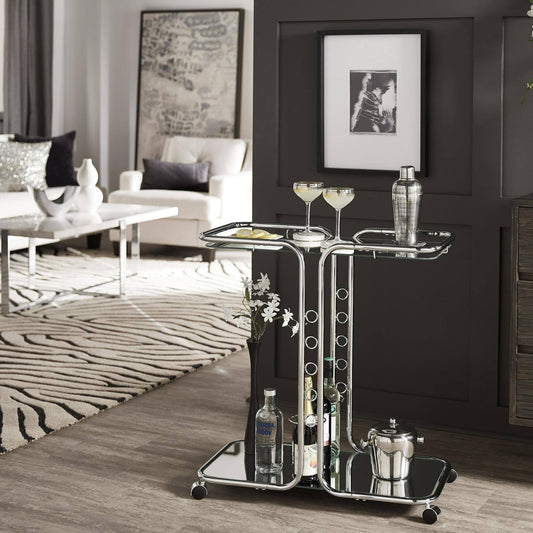 Home Chelsea Lane Hazel Chrome Finish Bar Cart, 68e687cm-07