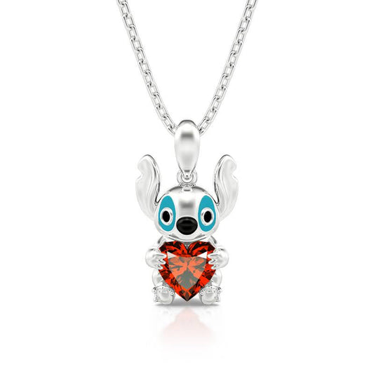 Hug Me Little Monster Heart Cut Sterling Silver Necklace