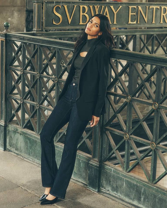 High-Rise Sculpt Skinny Flare Jeans In Black Size 8 | , Quiet Luxury Old Money