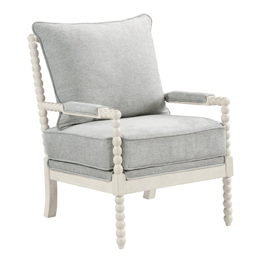 Home Furnishings Kaylee Spindle Chair In Smoke Fabric With White Frame