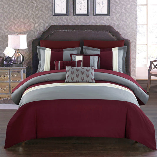 Hester 10 Piece Comforter Set Bed In A Bag Bedding, Blue