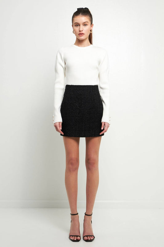 High-Waisted Tweed Skirt Red/Xs