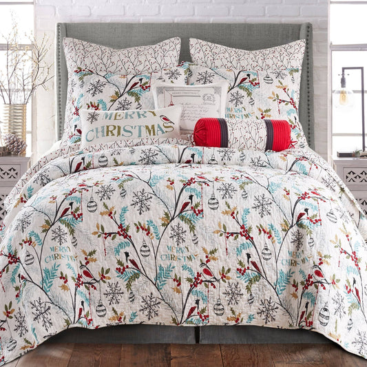 Home Holly Twin Quilt Set - Red