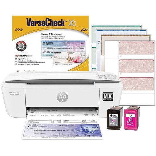 Hp Deskjet 3755 Mx Micr Check Printer And  Gold Check Printing Software Bundle, White (3755mx)