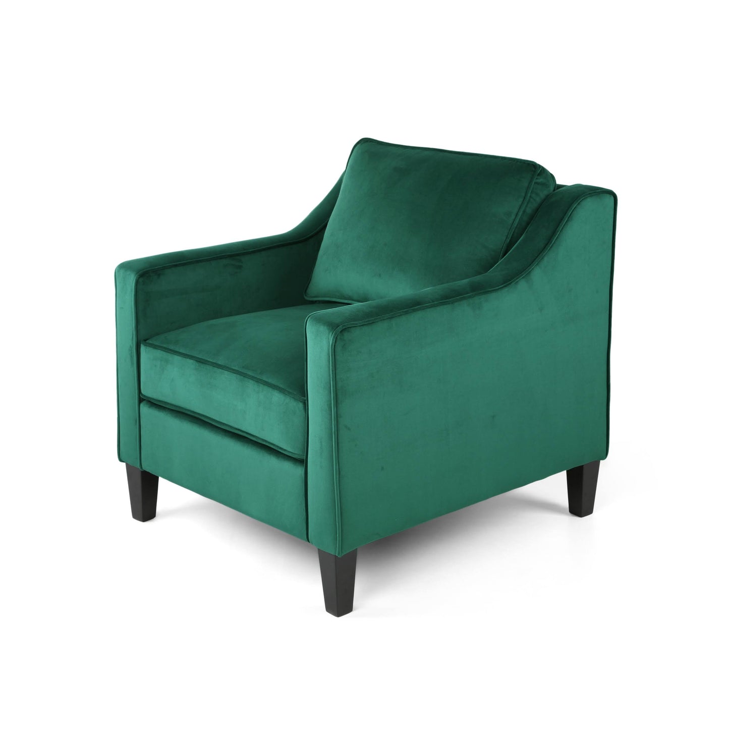 House Milo Velvet Club Chair, Green, Dark Brown
