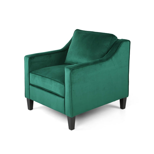 House Milo Velvet Club Chair, Green, Dark Brown