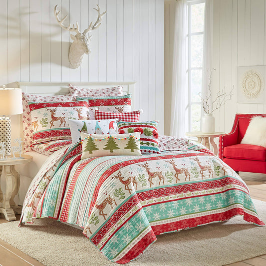 Home Let It Snow Quilt Set, Red, Twin