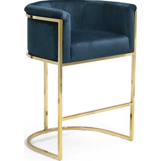 Home Finley Velvet Counter Stool Chair Gold Base Teal