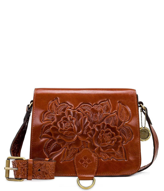 Ilina Rose Tooled Leather Crossbody Bag - Tan