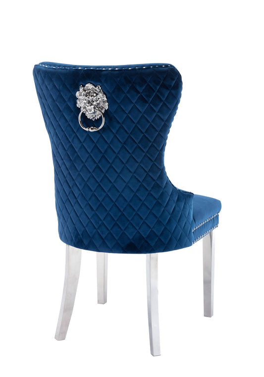 Home Furnishings Simba Gold 2 Piece Dinning Chair Finish With Velvet Fabric In Beige