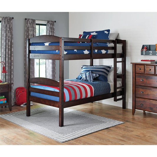 Homes & Gardens Leighton Wood Twin-Over-Twin Bunk Bed, Gray