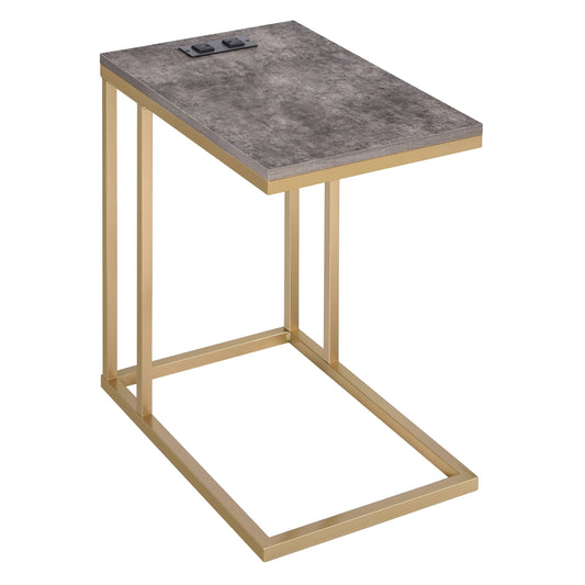 Home Furnishings Norwich C-Table With Black Base And Black Marble Top With Power Port