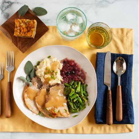 Holiday Turkey Dinner Packed Individually For 4: Roasted Turkey, Mouthwatering Turkey Gravy , Traditional Stuffing, Delicious Mashed Yukon Gold